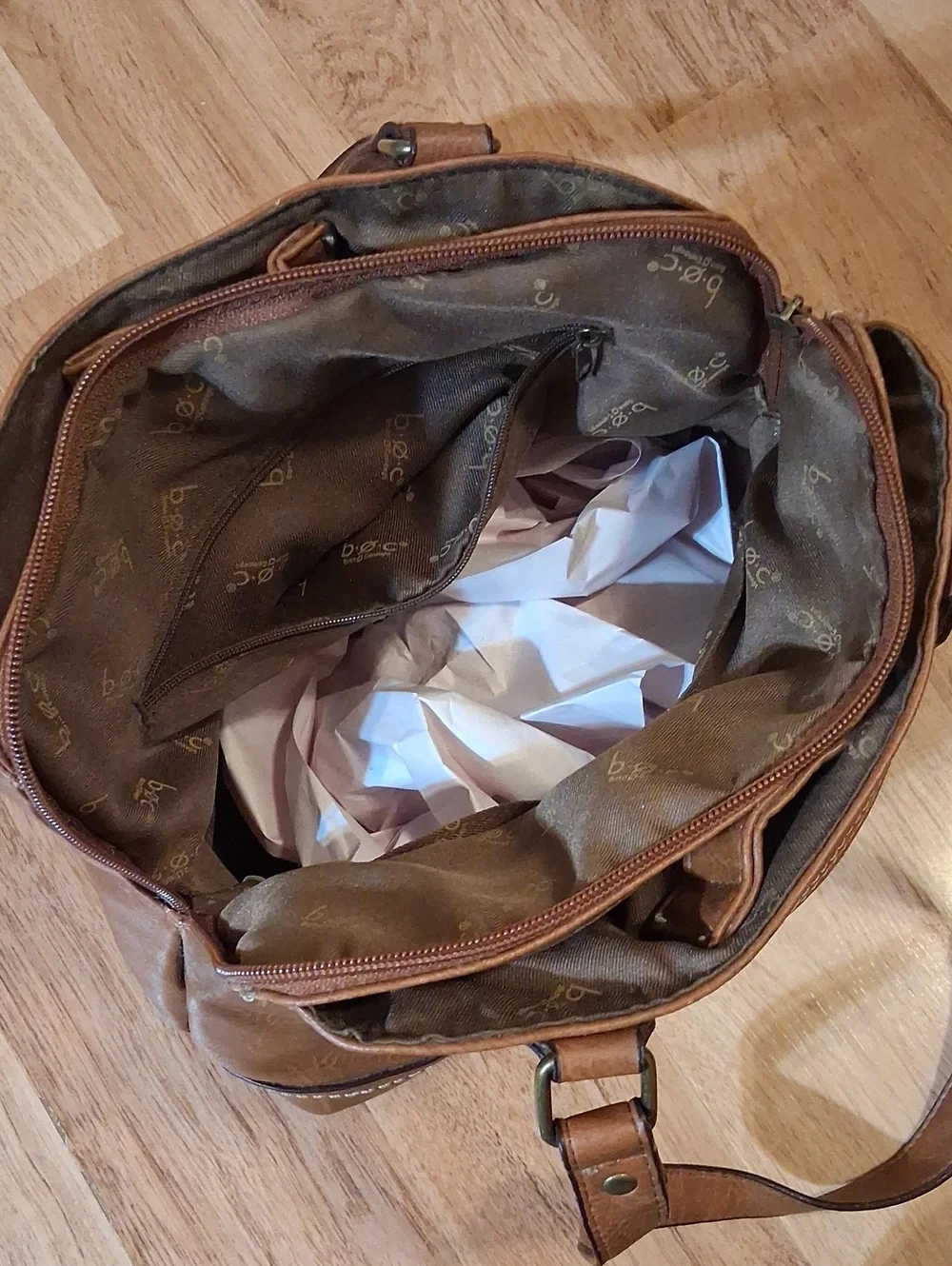 boc Genuine Leather-Style Tan Shoulder Bag with Front Flap Pocket